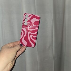 S24 Stylish Pink Swirl Hard Plastic Phone Case